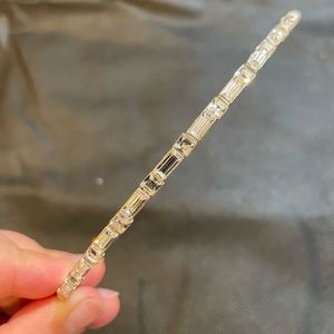 Silver, Thin Baguette and Square Cut Rhinestone Headband